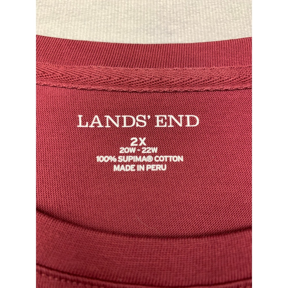 Lands End Womens 2X Supima Cotton Long Sleeve Tee Burgundy Crew Neck 476520 - Picture 5 of 6